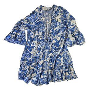 Blue Island Beach Cover-Up Dress – Women’s Size Small – Blue & White Floral